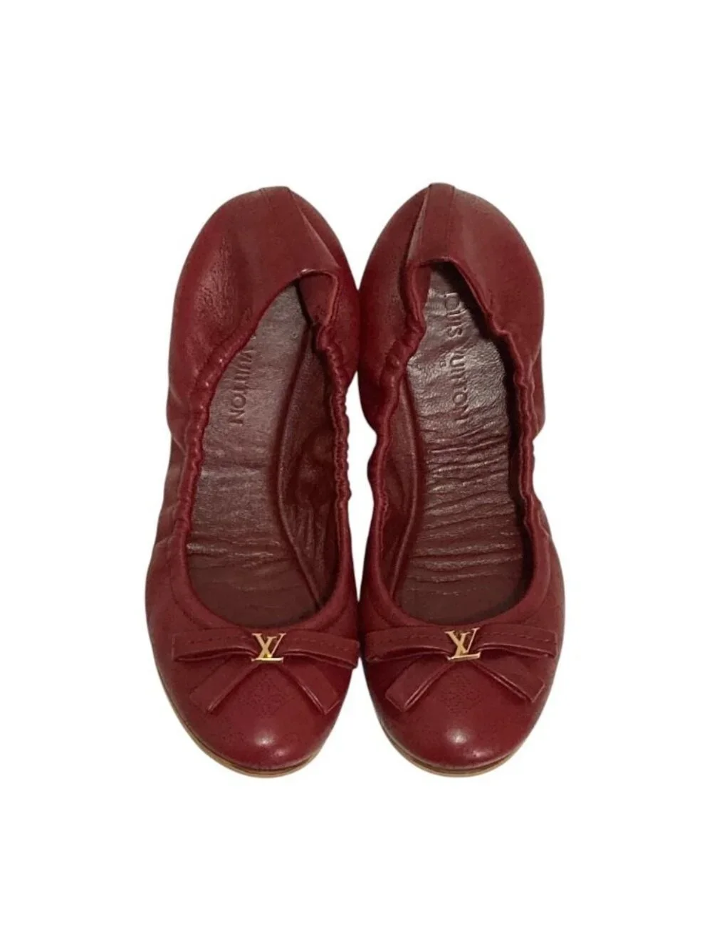 Louis Vuitton Monogram Mahina Ballet Shoes Flat Pumps Red